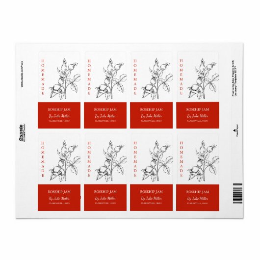 Modern hausgemachte Rosehip-Jam-Label (Vorne)