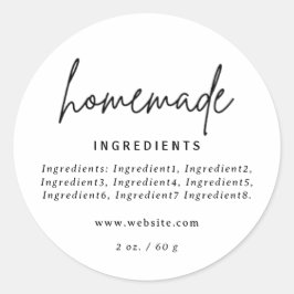 Modern hausgemachte weiße Zutaten Runder Aufkleber