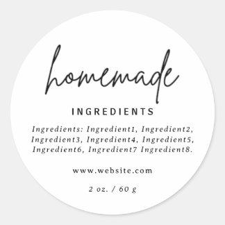 Modern hausgemachte weiße Zutaten Runder Aufkleber