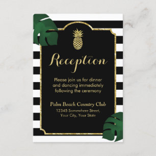 Modern Hawaiian Gold Ananas Hochzeit Empfang Begleitkarte