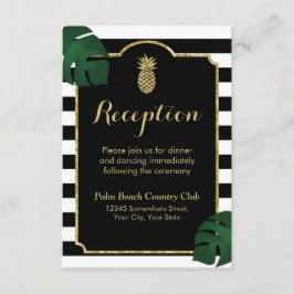 Modern Hawaiian Gold Ananas Hochzeit Empfang Begleitkarte