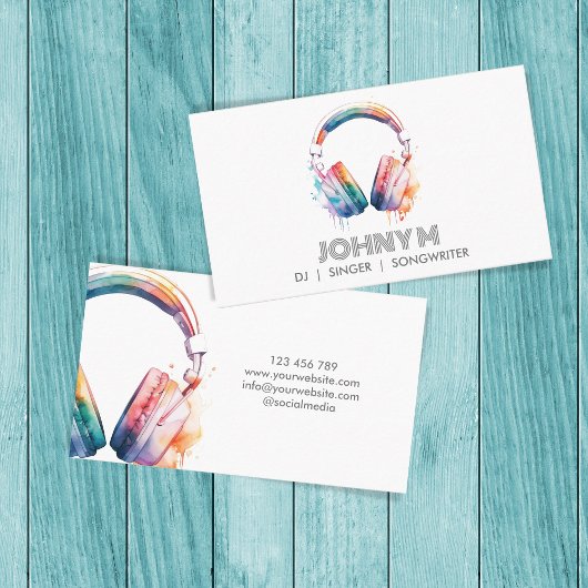 Modern Headphones DJ Songwriter Music Singer Visitenkarte