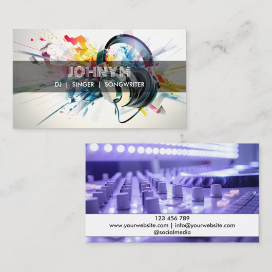 Modern Headphones DJ Songwriter Music Singer Visitenkarte (Vorne/Hinten)