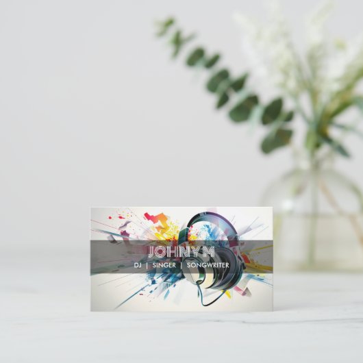 Modern Headphones DJ Songwriter Music Singer Visitenkarte (Stehend Vorderseite)