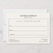 Modern Healing Hands Logo Ivory Gift Certificate Mitteilungskarte (Rückseite)