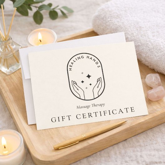 Modern Healing Hands Logo Ivory Gift Certificate Mitteilungskarte