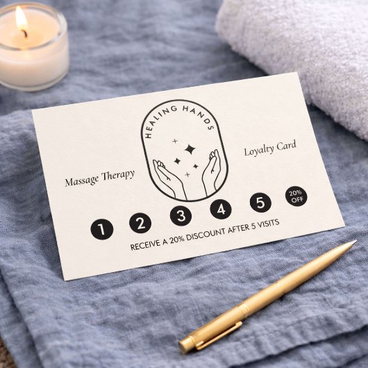 Modern Healing Hands Massage Ivory Loyalty Card Treuekarte