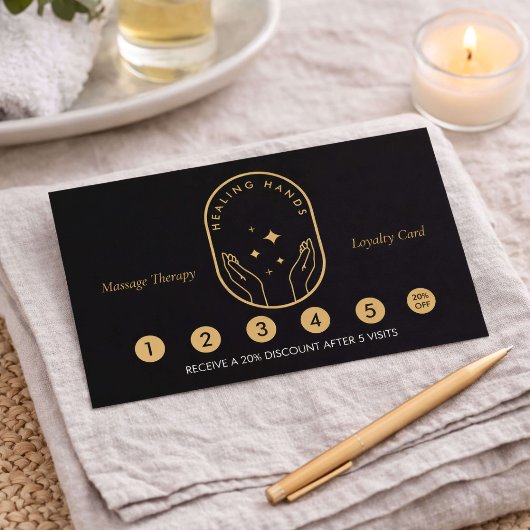 Modern Healing Hands Massage Therapy Loyalty Card Treuekarte