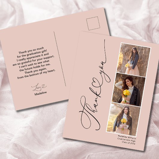 Modern Heart Abschluss Danke Karte