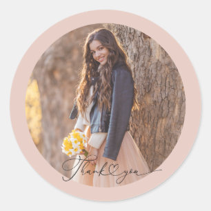 Modern Heart Abschluss Danke Karte Runder Aufkleber