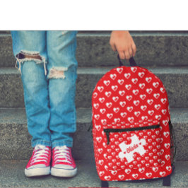 Modern Heart And Puzzle Pieces | Valentine Day Red Bedruckter Rucksack