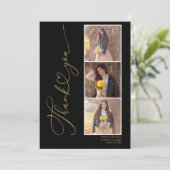 Modern Heart Black Gold Abschluss Danke Karte (Stehend Vorderseite)