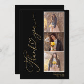 Modern Heart Black Gold Abschluss Danke Karte (Vorne/Hinten)