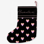Modern Heart Black Pink Personalized Kleiner Weihnachtsstrumpf (Rückseite)