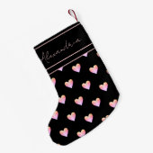 Modern Heart Black Pink Personalized Kleiner Weihnachtsstrumpf (Rückseite (Hängend))