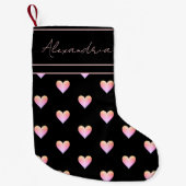 Modern Heart Black Pink Personalized Kleiner Weihnachtsstrumpf (Vorderseite)