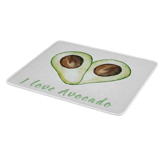 Modern Heart Green I Liebe Avocado Zitat Schneidebrett (Ecke)