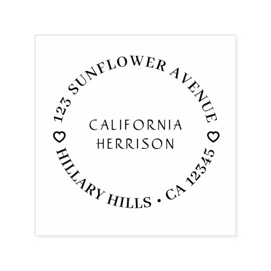 Modern Heart | Handwritten Round Return Address Permastempel (Design)