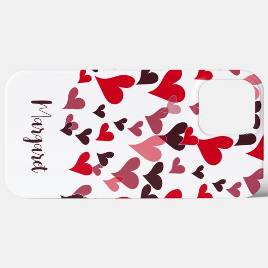 Modern Heart Pattern Monogram Girly Stylish Case-Mate iPhone Hülle (Rückseite (Horizontal))