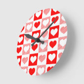 Modern Heart Pattern Wall Clock - Red and Pink Runde Wanduhr (Winkel)