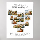 Modern Heart Photo Collage Wedding Welcome Poster (Vorne)