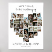 Modern Heart Photo Collage Wedding Welcome Poster (Vorne)