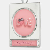 MODERN  HEART PINK VALENTINES DAY   Banner-Ornament SILBER (Links)