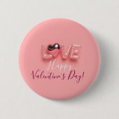 MODERN HEART PINK VALENTINES DAY BUTTON (Vorderseite)