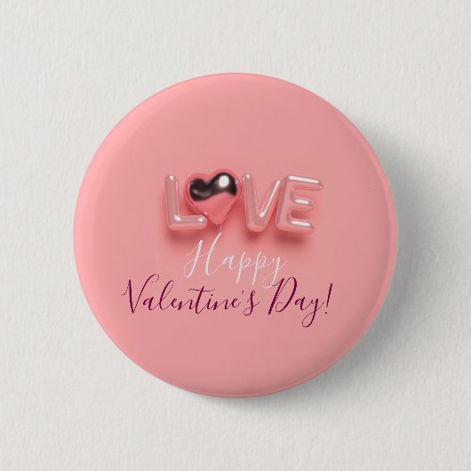  MODERN  HEART PINK VALENTINES DAY   BUTTON (Vorderseite)