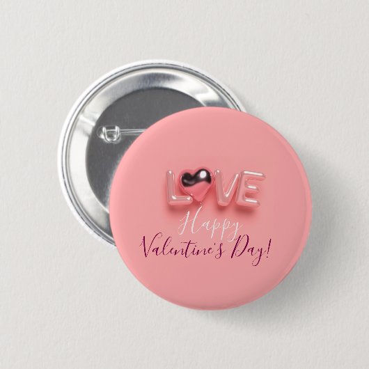 MODERN HEART PINK VALENTINES DAY BUTTON (Vorne & Hinten)