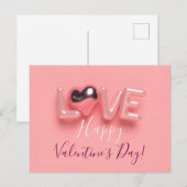  MODERN  HEART PINK VALENTINES DAY   FEIERTAGSPOSTKARTE (Vorne/Hinten)