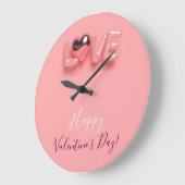  MODERN  HEART PINK VALENTINES DAY   GROßE WANDUHR (Winkel)