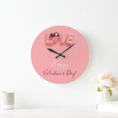  MODERN  HEART PINK VALENTINES DAY   GROßE WANDUHR (Zuhause)