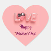  MODERN  HEART PINK VALENTINES DAY   Herz-Aufkleber (Vorderseite)