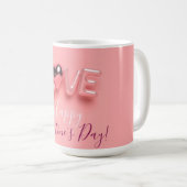  MODERN  HEART PINK VALENTINES DAY   KAFFEETASSE (VorderseiteRechts)