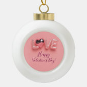  MODERN  HEART PINK VALENTINES DAY   KERAMIK Kugel-Ornament (Vorderseite)