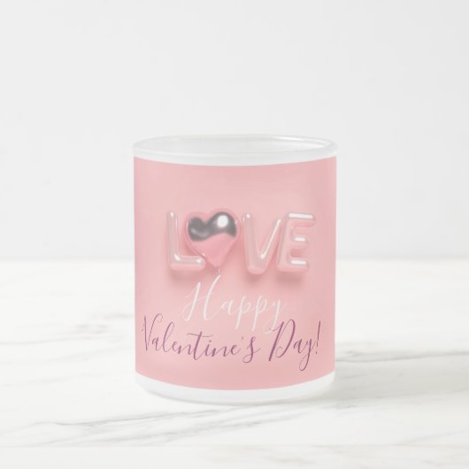 MODERN  HEART PINK VALENTINES DAY   MATTGLASTASSE (Mittel)