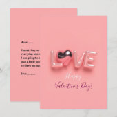  MODERN  HEART PINK VALENTINES DAY   MITTEILUNGSKARTE (Vorne/Hinten)