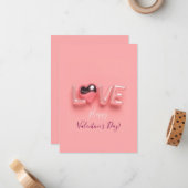  MODERN  HEART PINK VALENTINES DAY   MITTEILUNGSKARTE (Vorderseite/Rückseite Beispiel)