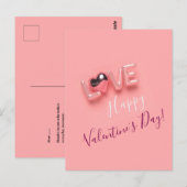  MODERN  HEART PINK VALENTINES DAY   POSTKARTE (Vorne/Hinten)