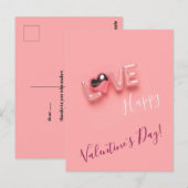  MODERN  HEART PINK VALENTINES DAY   POSTKARTE (Vorne/Hinten)