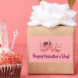  MODERN  HEART PINK VALENTINES DAY   RECHTECKIGER AUFKLEBER