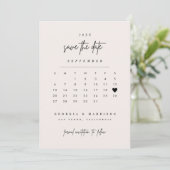Modern Heart Save the Date Kalender Fotokarte (Stehend Vorderseite)