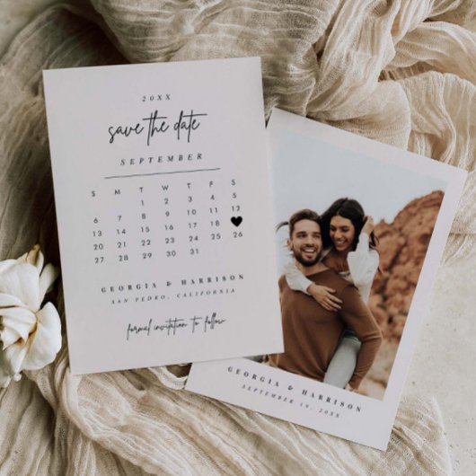 Modern Heart Save the Date Kalender Fotokarte