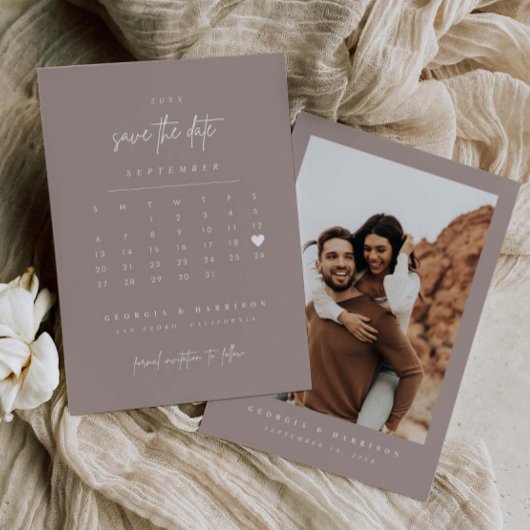 Modern Heart Save the Date Kalender Fotokarte