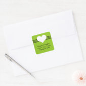 Modern Heart Save the Date Stickers, Green Quadratischer Aufkleber (Umschlag)