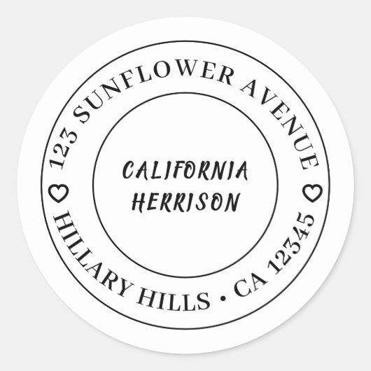 Modern Heart Script Border Design Runder Aufkleber (Vorderseite)