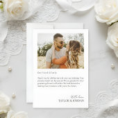 Modern Heart Script Custom Minimal Photo Wedding  Dankeskarte