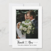 Modern Heart Script Photo Wedding Thank You Card Dankeskarte (Vorderseite)