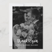 Modern Heart Script Photo Wedding Wedding  Dankeskarte (Vorderseite)